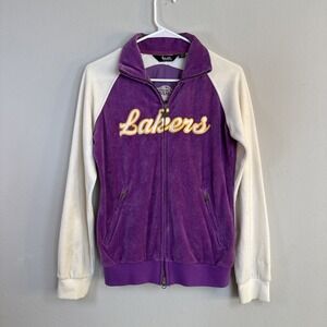 Women's Vintage Touch Sz Small Purple Los Angeles Lakers Velour Full-Zip Track